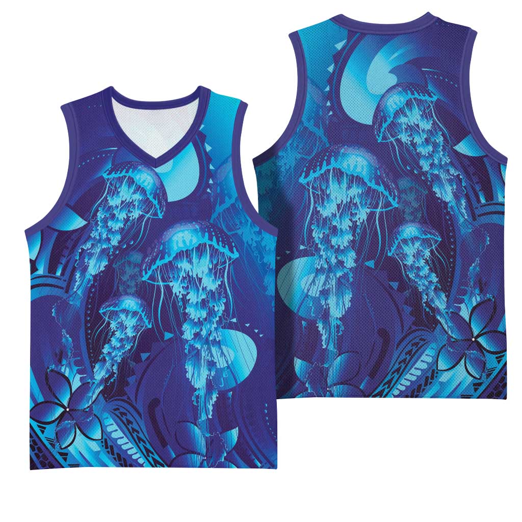 Purple Paradise Polynesia Jellyfish Basketball Jersey Plumeria Polynesian Tattoo Glowing Vibes LT14 - Polynesian Pride