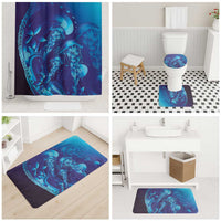 Purple Paradise Polynesia Jellyfish Bathroom Set Plumeria Polynesian Tattoo Glowing Vibes LT14 - Polynesian Pride