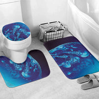 Purple Paradise Polynesia Jellyfish Bathroom Set Plumeria Polynesian Tattoo Glowing Vibes LT14 Mat Set Only (3 pcs) One Size Purple - Polynesian Pride