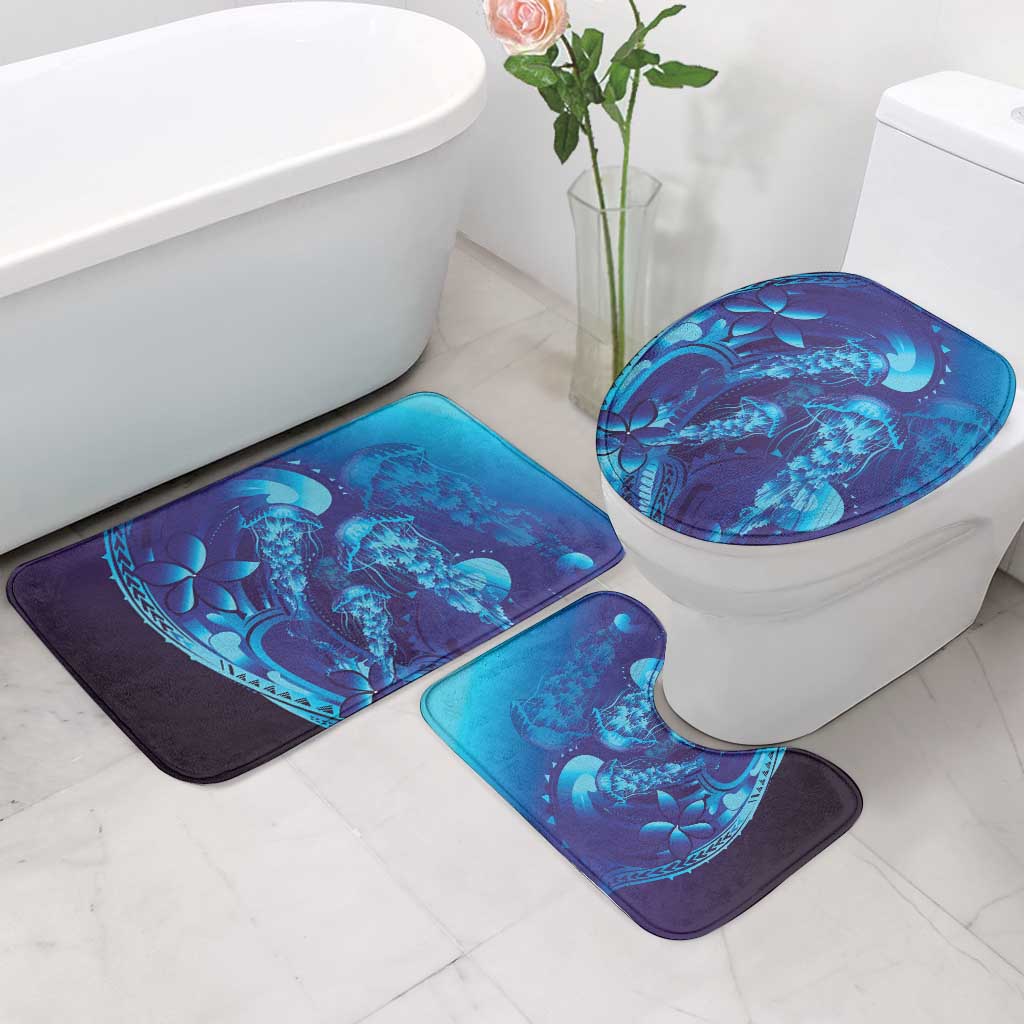 Purple Paradise Polynesia Jellyfish Bathroom Set Plumeria Polynesian Tattoo Glowing Vibes LT14 - Polynesian Pride