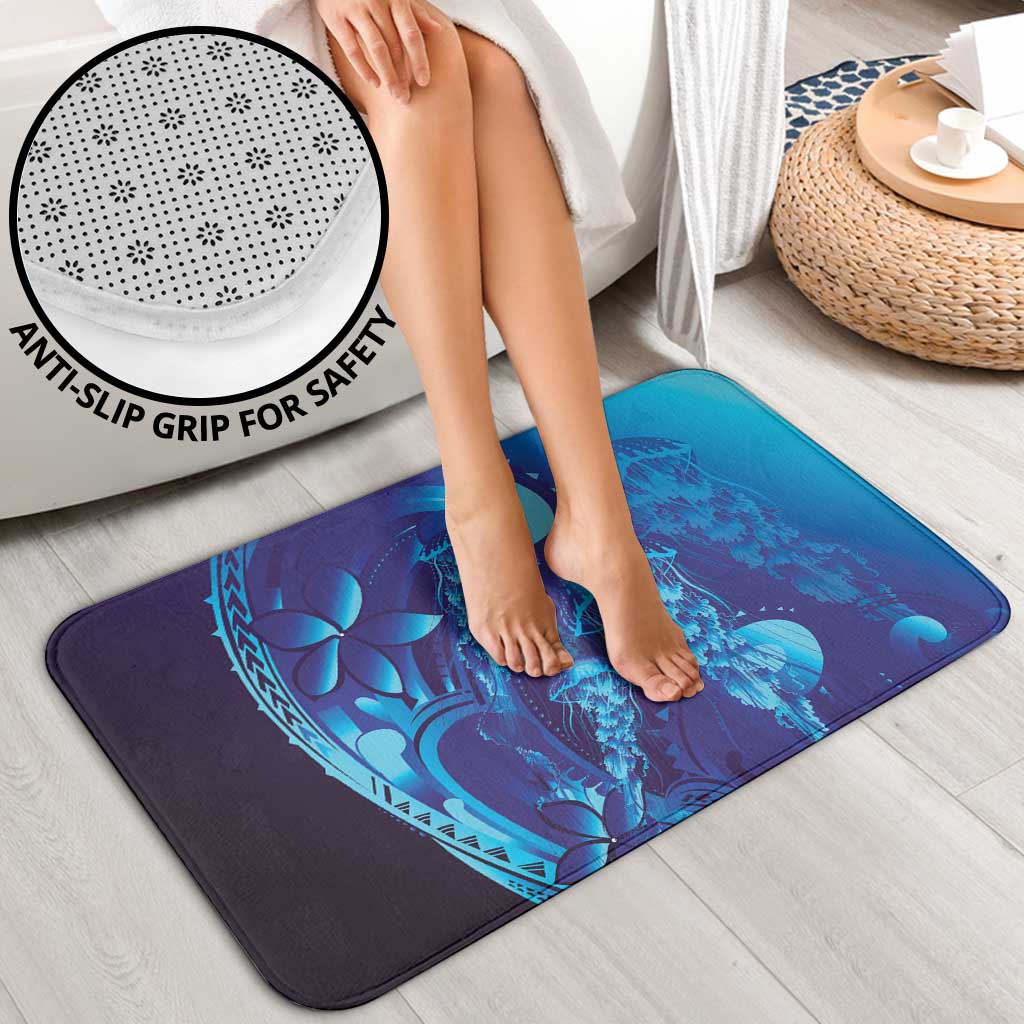 Purple Paradise Polynesia Jellyfish Bathroom Set Plumeria Polynesian Tattoo Glowing Vibes LT14 - Polynesian Pride