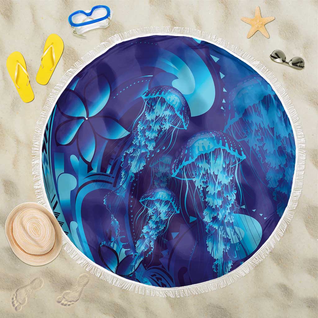 Purple Paradise Polynesia Jellyfish Beach Blanket Plumeria Polynesian Tattoo Glowing Vibes LT14 One Size 150cm Purple - Polynesian Pride