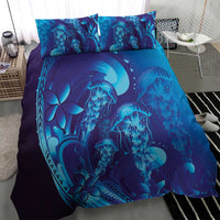 Purple Paradise Polynesia Jellyfish Bedding Set Plumeria Polynesian Tattoo Glowing Vibes LT14 - Polynesian Pride