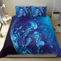 Purple Paradise Polynesia Jellyfish Bedding Set Plumeria Polynesian Tattoo Glowing Vibes LT14 - Polynesian Pride