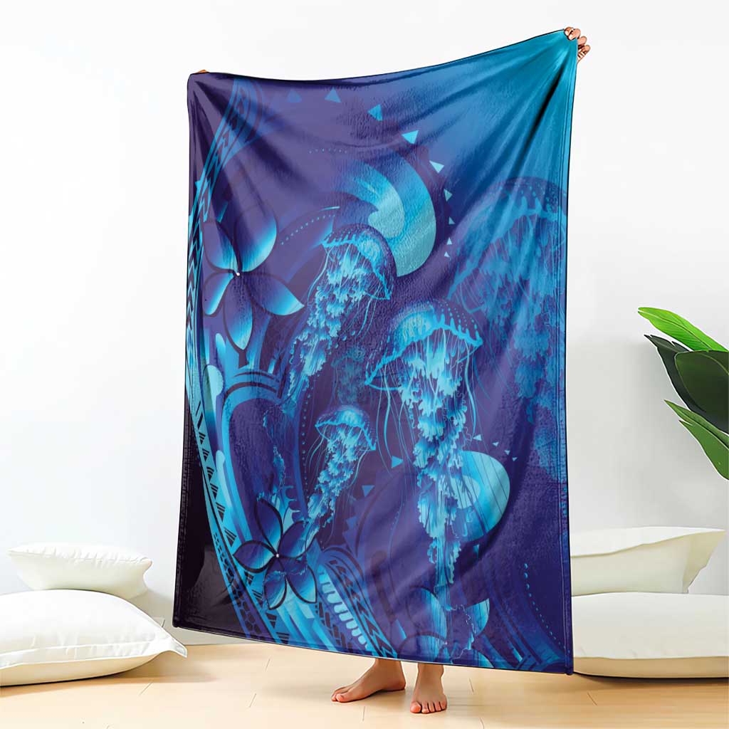 Purple Paradise Polynesia Jellyfish Blanket Plumeria Polynesian Tattoo Glowing Vibes LT14 - Polynesian Pride
