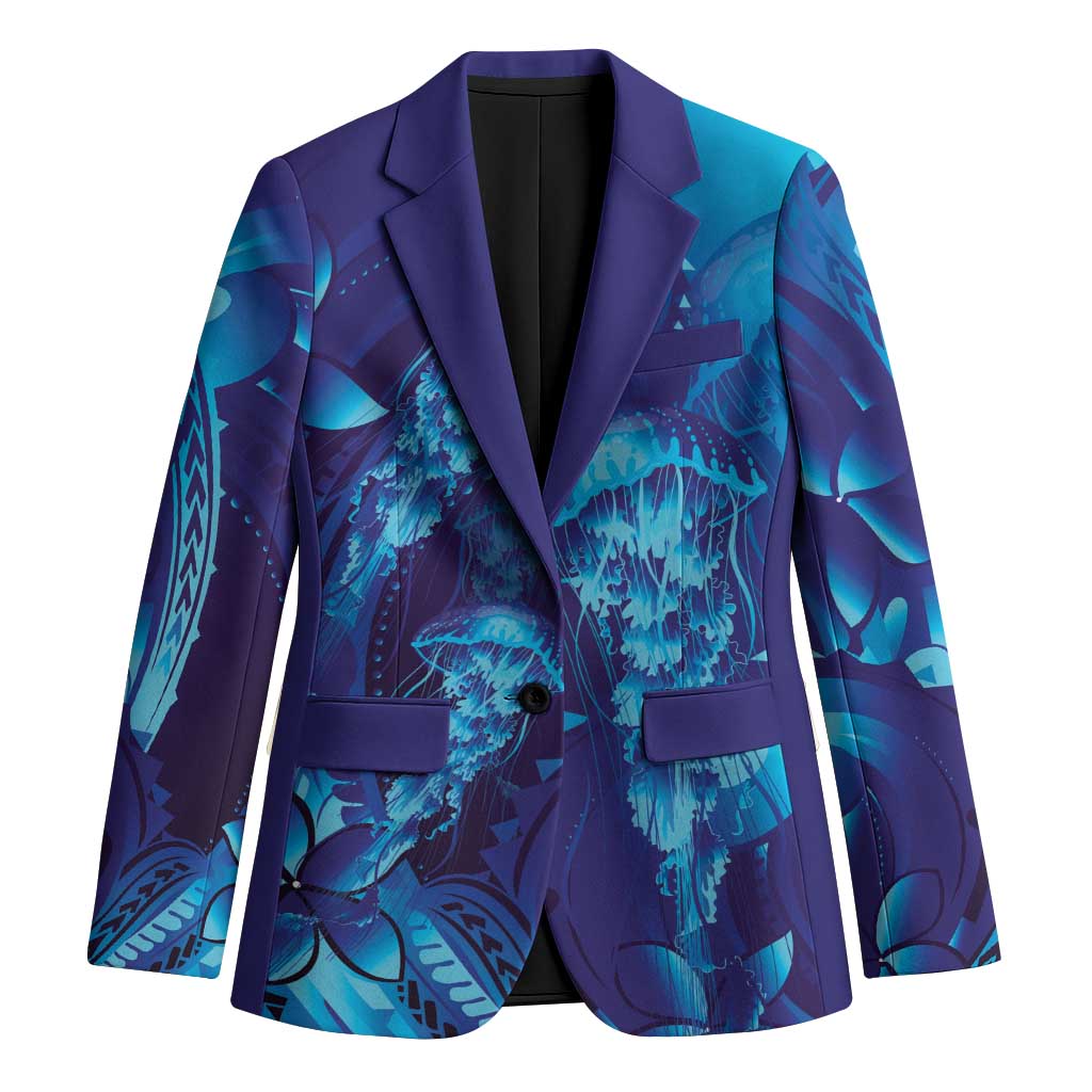 Purple Paradise Polynesia Jellyfish Blazer Plumeria Polynesian Tattoo Glowing Vibes LT14 Unisex Purple - Polynesian Pride