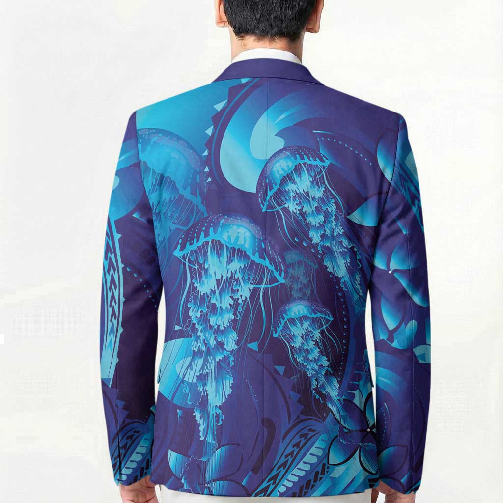 Purple Paradise Polynesia Jellyfish Blazer Plumeria Polynesian Tattoo Glowing Vibes LT14 - Polynesian Pride