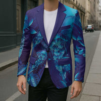 Purple Paradise Polynesia Jellyfish Blazer Plumeria Polynesian Tattoo Glowing Vibes LT14 - Polynesian Pride
