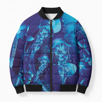 Purple Paradise Polynesia Jellyfish Bomber Puffer Jacket Plumeria Polynesian Tattoo Glowing Vibes LT14 Unisex Purple - Polynesian Pride