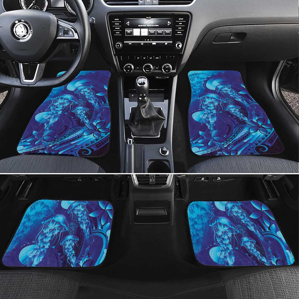 Purple Paradise Polynesia Jellyfish Car Mats Plumeria Polynesian Tattoo Glowing Vibes LT14 Set 4pcs Purple - Polynesian Pride