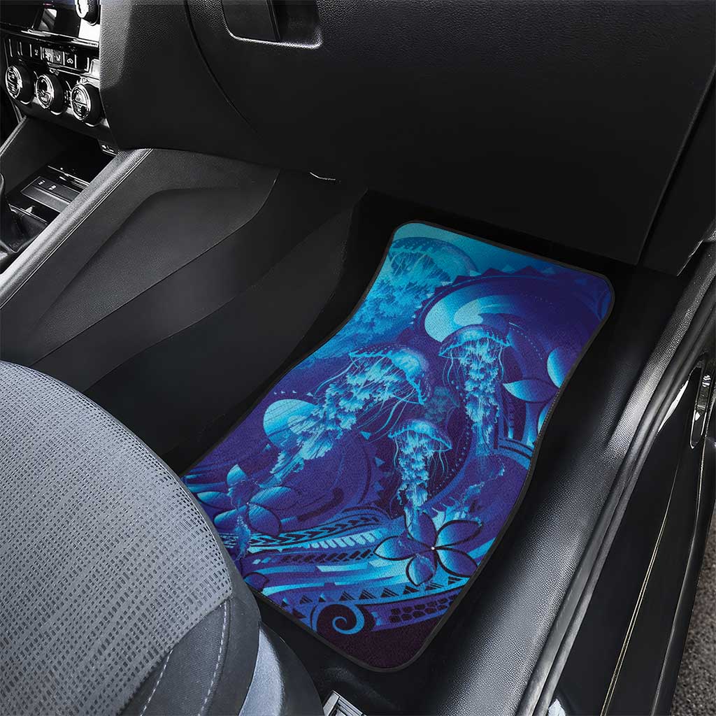 Purple Paradise Polynesia Jellyfish Car Mats Plumeria Polynesian Tattoo Glowing Vibes LT14 - Polynesian Pride