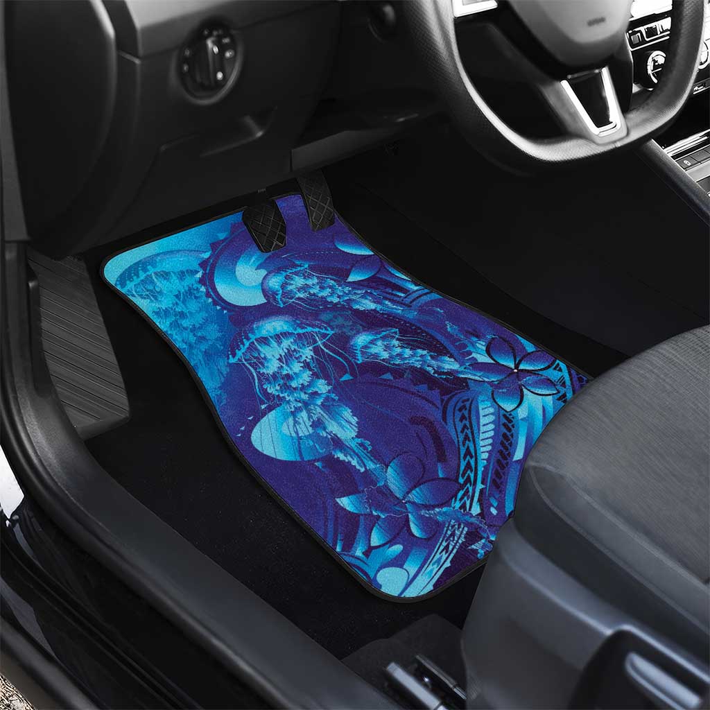 Purple Paradise Polynesia Jellyfish Car Mats Plumeria Polynesian Tattoo Glowing Vibes LT14 - Polynesian Pride