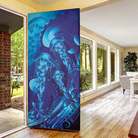 Purple Paradise Polynesia Jellyfish Door Cover Plumeria Polynesian Tattoo Glowing Vibes LT14 - Polynesian Pride