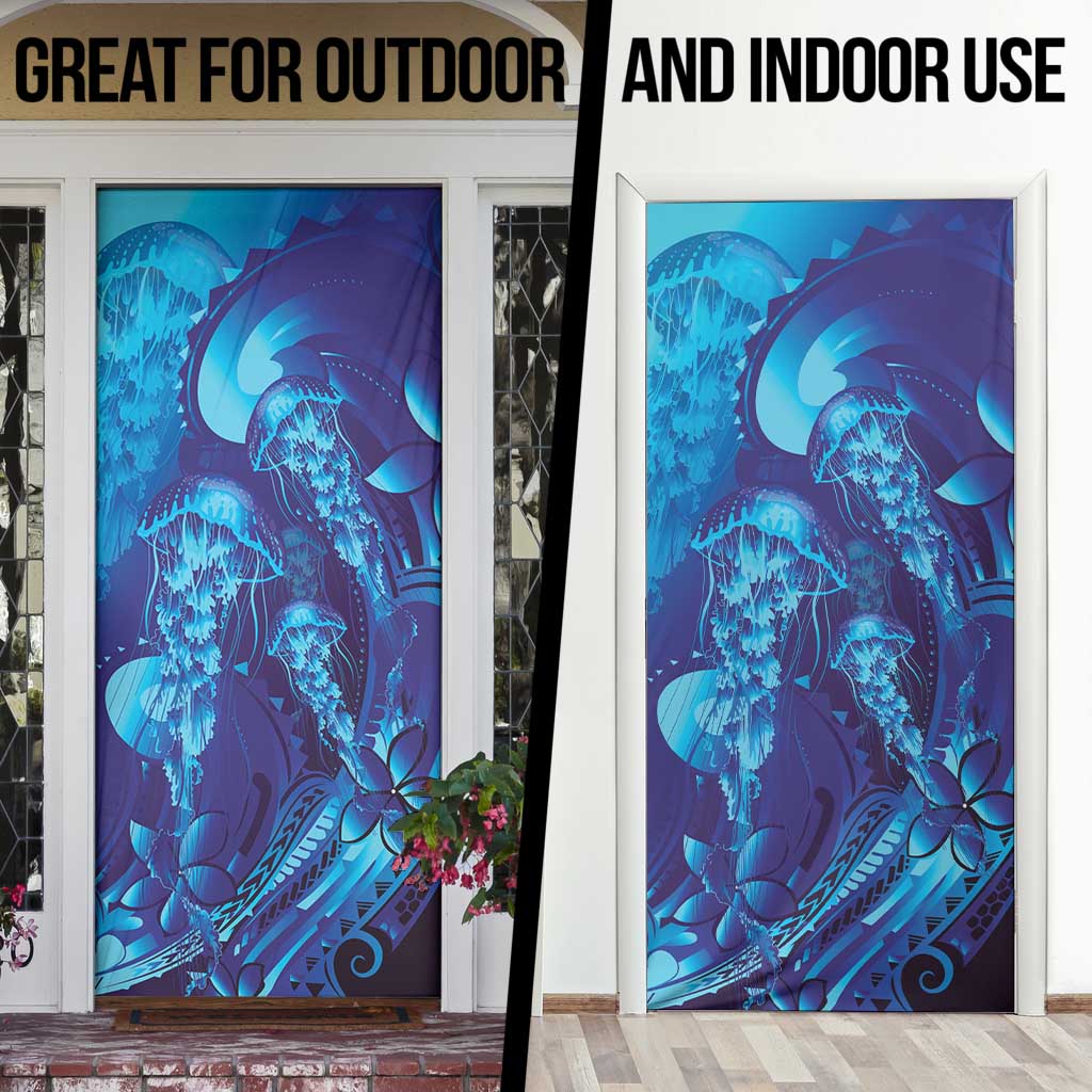 Purple Paradise Polynesia Jellyfish Door Cover Plumeria Polynesian Tattoo Glowing Vibes LT14 - Polynesian Pride