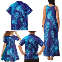 Purple Paradise Polynesia Jellyfish Family Matching Tank Maxi Dress and Hawaiian Shirt Plumeria Polynesian Tattoo Glowing Vibes