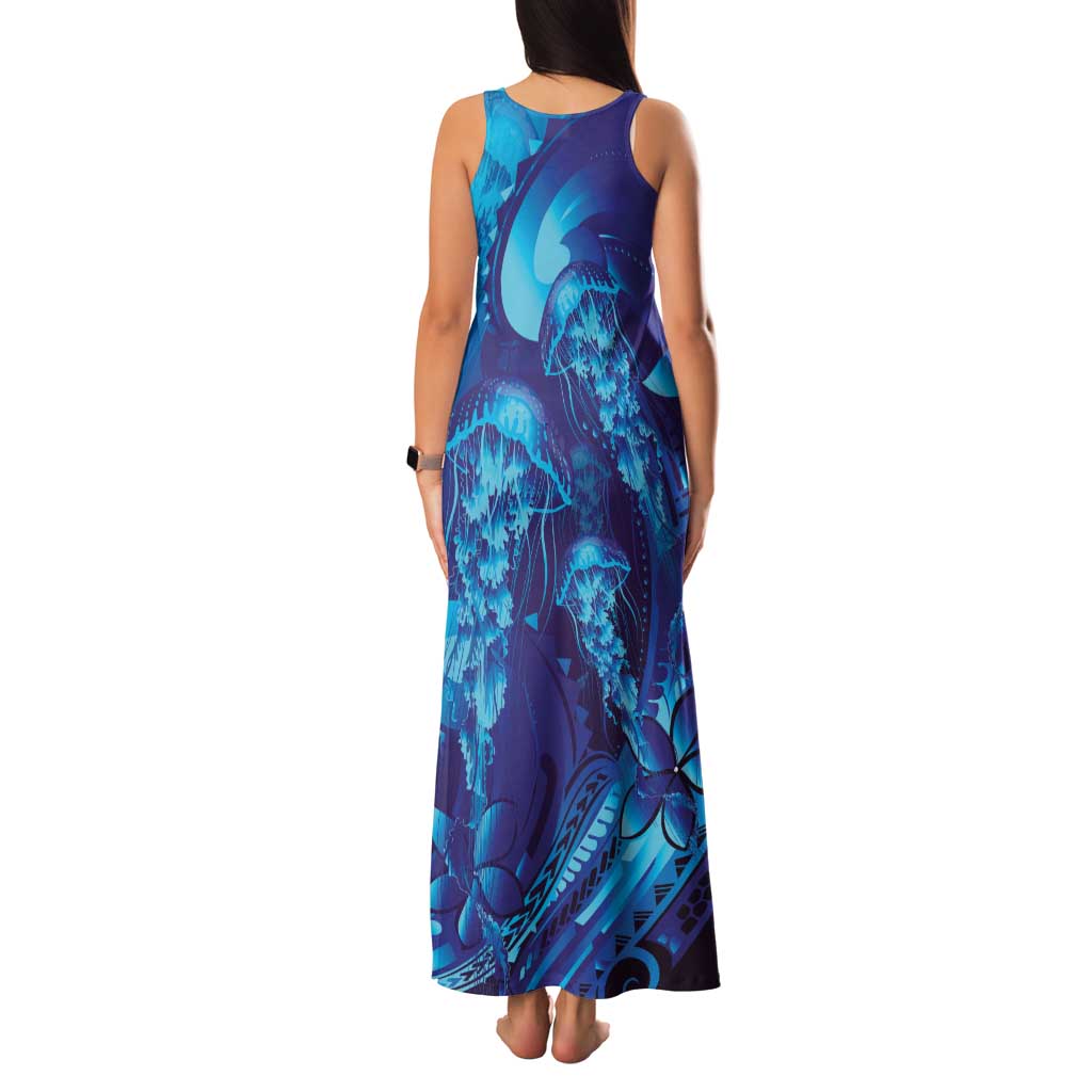 Purple Paradise Polynesia Jellyfish Family Matching Tank Maxi Dress and Hawaiian Shirt Plumeria Polynesian Tattoo Glowing Vibes