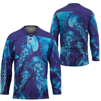 Purple Paradise Polynesia Jellyfish Hockey Jersey Plumeria Polynesian Tattoo Glowing Vibes LT14 - Polynesian Pride