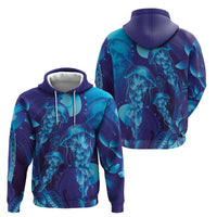 Purple Paradise Polynesia Jellyfish Hoodie Plumeria Polynesian Tattoo Glowing Vibes