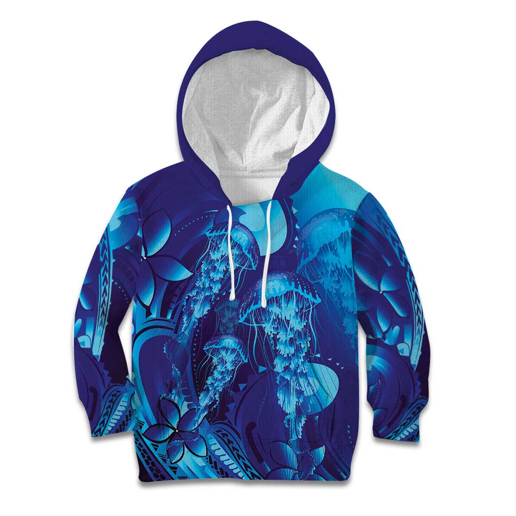 Purple Paradise Polynesia Jellyfish Kid Hoodie Plumeria Polynesian Tattoo Glowing Vibes LT14 Hoodie Purple - Polynesian Pride