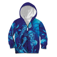 Purple Paradise Polynesia Jellyfish Kid Hoodie Plumeria Polynesian Tattoo Glowing Vibes LT14 Zip Hoodie Purple - Polynesian Pride