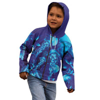 Purple Paradise Polynesia Jellyfish Kid Hoodie Plumeria Polynesian Tattoo Glowing Vibes LT14 - Polynesian Pride