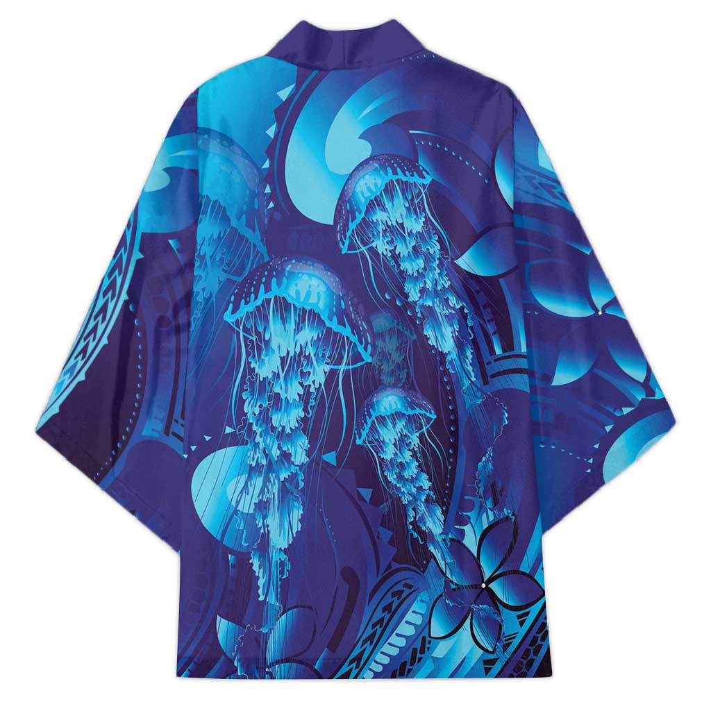Purple Paradise Polynesia Jellyfish Kimono Plumeria Polynesian Tattoo Glowing Vibes LT14 - Polynesian Pride