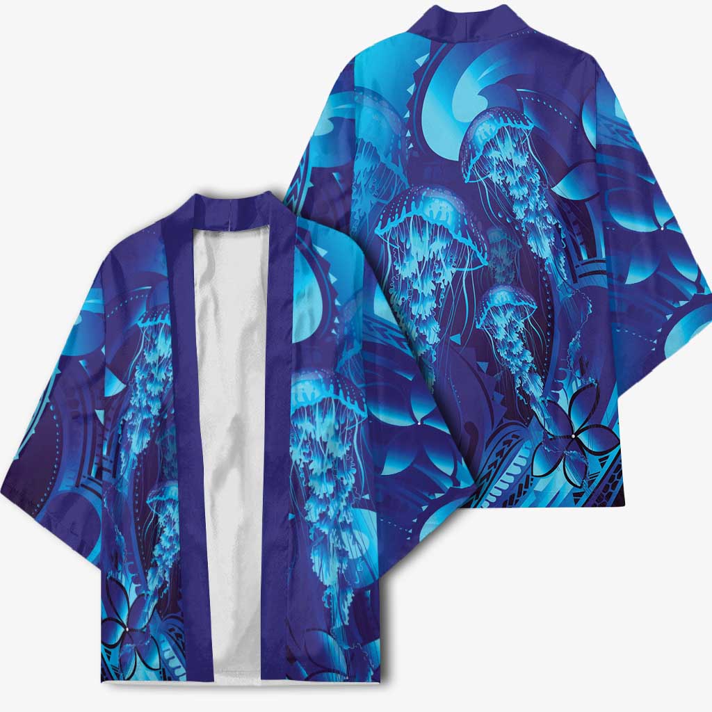Purple Paradise Polynesia Jellyfish Kimono Plumeria Polynesian Tattoo Glowing Vibes LT14 - Polynesian Pride