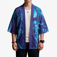 Purple Paradise Polynesia Jellyfish Kimono Plumeria Polynesian Tattoo Glowing Vibes LT14 - Polynesian Pride