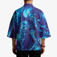 Purple Paradise Polynesia Jellyfish Kimono Plumeria Polynesian Tattoo Glowing Vibes LT14 - Polynesian Pride