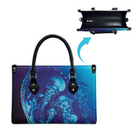 Purple Paradise Polynesia Jellyfish Leather Bag Plumeria Polynesian Tattoo Glowing Vibes