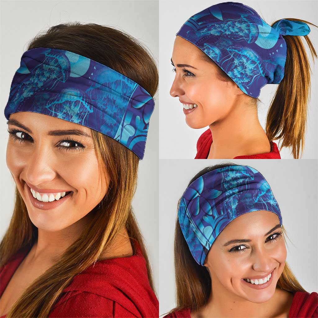 Purple Paradise Polynesia Jellyfish Neck Gaiter Plumeria Polynesian Tattoo Glowing Vibes LT14 - Polynesian Pride