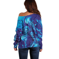 Purple Paradise Polynesia Jellyfish Off Shoulder Sweater Plumeria Polynesian Tattoo Glowing Vibes LT14 - Polynesian Pride