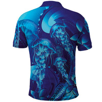 Purple Paradise Polynesia Jellyfish Polo Shirt Plumeria Polynesian Tattoo Glowing Vibes LT14 - Polynesian Pride