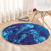 Purple Paradise Polynesia Jellyfish Round Carpet Plumeria Polynesian Tattoo Glowing Vibes LT14 - Polynesian Pride
