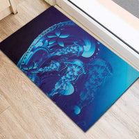 Purple Paradise Polynesia Jellyfish Rubber Doormat Plumeria Polynesian Tattoo Glowing Vibes LT14 - Polynesian Pride