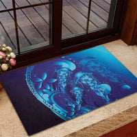 Purple Paradise Polynesia Jellyfish Rubber Doormat Plumeria Polynesian Tattoo Glowing Vibes LT14 - Polynesian Pride