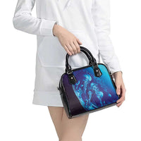 Purple Paradise Polynesia Jellyfish Shoulder Handbag Plumeria Polynesian Tattoo Glowing Vibes LT14 - Polynesian Pride