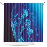 Purple Paradise Polynesia Jellyfish Shower Curtain Plumeria Polynesian Tattoo Glowing Vibes LT14 Purple - Polynesian Pride