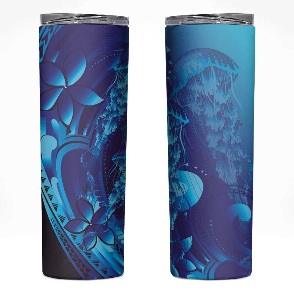 Purple Paradise Polynesia Jellyfish Skinny Tumbler Plumeria Polynesian Tattoo Glowing Vibes LT14 Purple - Polynesian Pride