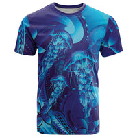 Purple Paradise Polynesia Jellyfish T Shirt Plumeria Polynesian Tattoo Glowing Vibes