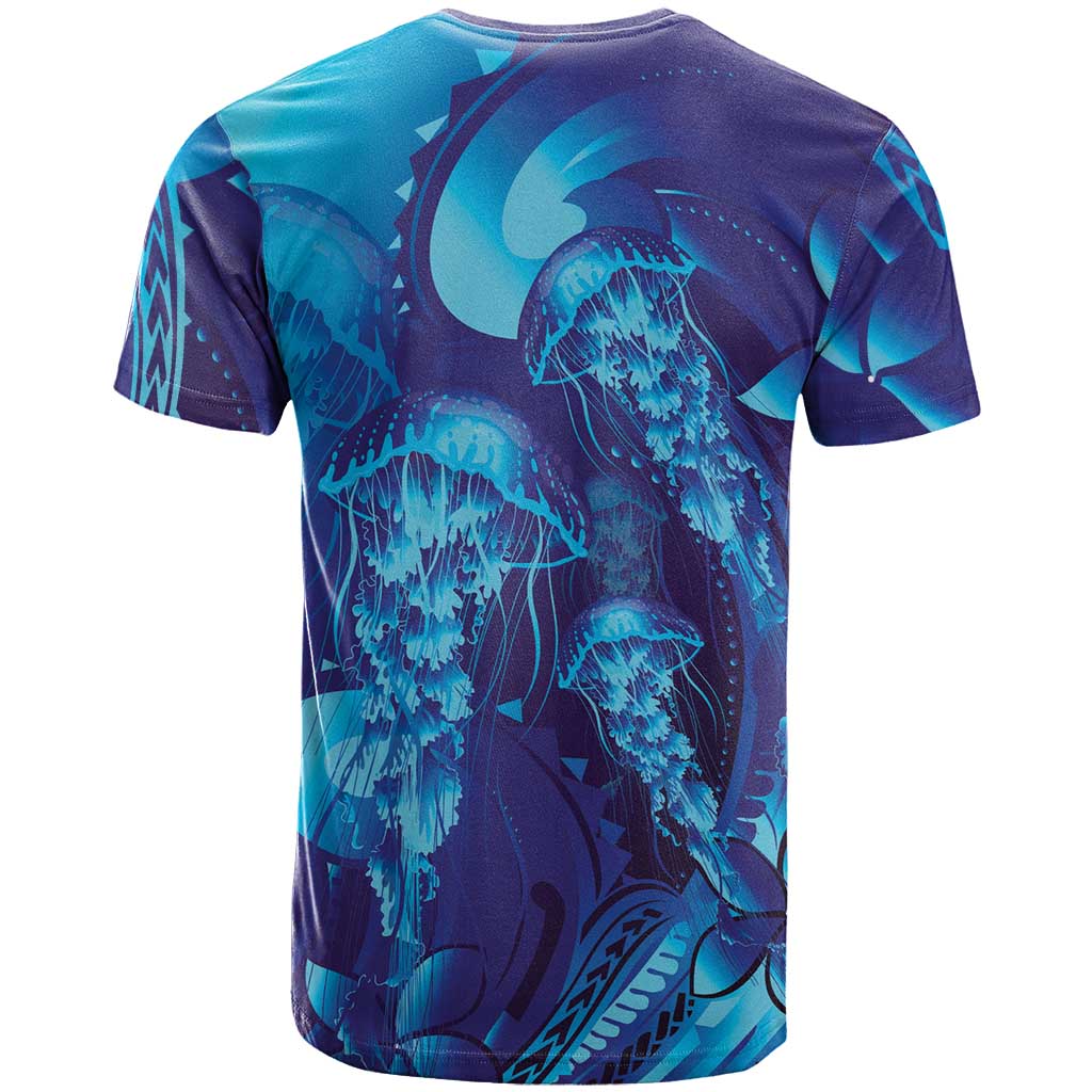 Purple Paradise Polynesia Jellyfish T Shirt Plumeria Polynesian Tattoo Glowing Vibes