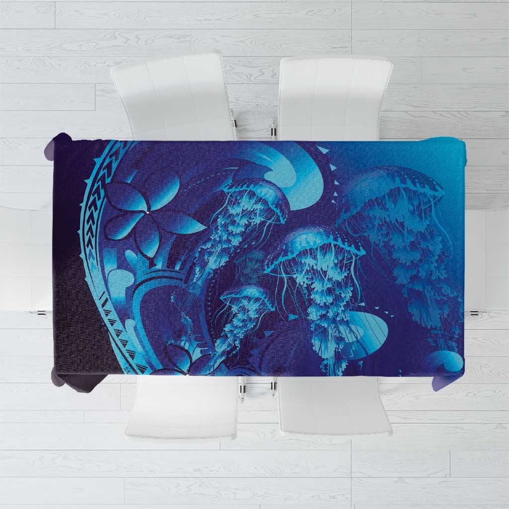 Purple Paradise Polynesia Jellyfish Tablecloth Plumeria Polynesian Tattoo Glowing Vibes LT14 Purple - Polynesian Pride