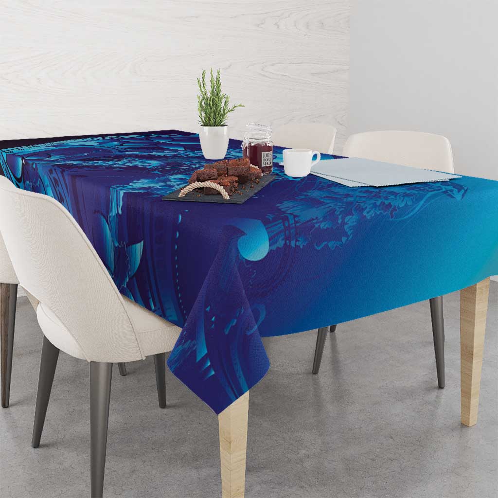 Purple Paradise Polynesia Jellyfish Tablecloth Plumeria Polynesian Tattoo Glowing Vibes LT14 - Polynesian Pride