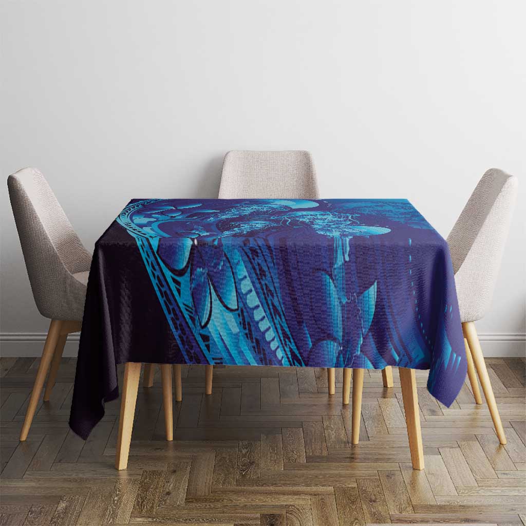 Purple Paradise Polynesia Jellyfish Tablecloth Plumeria Polynesian Tattoo Glowing Vibes LT14 - Polynesian Pride