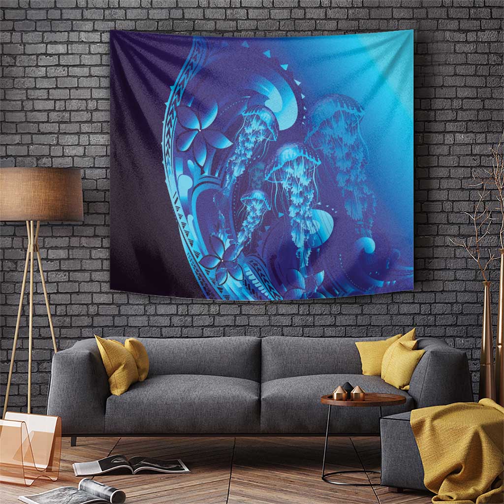 Purple Paradise Polynesia Jellyfish Tapestry Plumeria Polynesian Tattoo Glowing Vibes LT14 Purple - Polynesian Pride