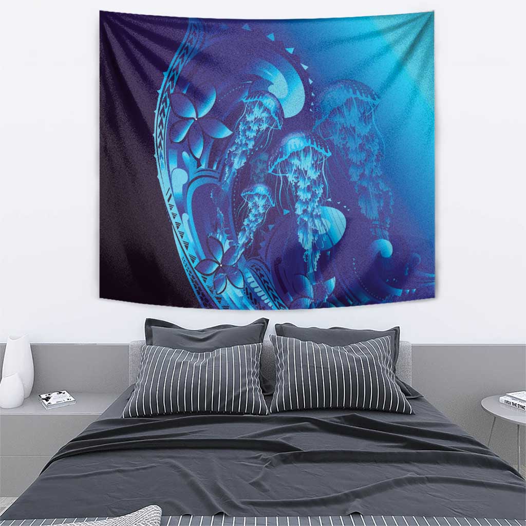 Purple Paradise Polynesia Jellyfish Tapestry Plumeria Polynesian Tattoo Glowing Vibes LT14 - Polynesian Pride