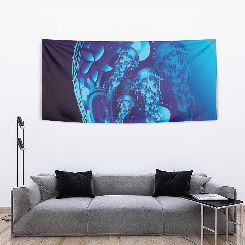 Purple Paradise Polynesia Jellyfish Tapestry Plumeria Polynesian Tattoo Glowing Vibes LT14 - Polynesian Pride