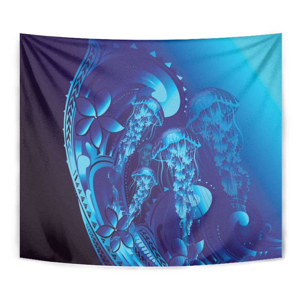 Purple Paradise Polynesia Jellyfish Tapestry Plumeria Polynesian Tattoo Glowing Vibes LT14 - Polynesian Pride