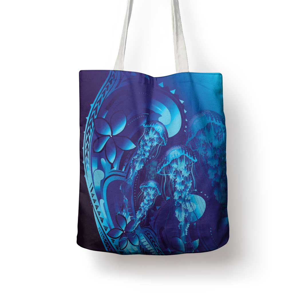 Purple Paradise Polynesia Jellyfish Tote Bag Plumeria Polynesian Tattoo Glowing Vibes LT14 - Polynesian Pride