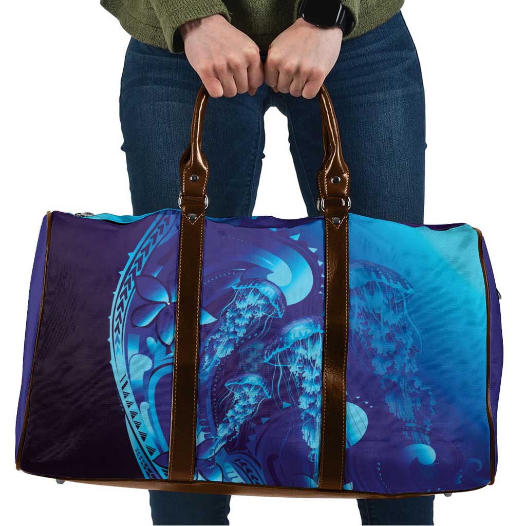 Purple Paradise Polynesia Jellyfish Travel Bag Plumeria Polynesian Tattoo Glowing Vibes LT14 Purple - Polynesian Pride